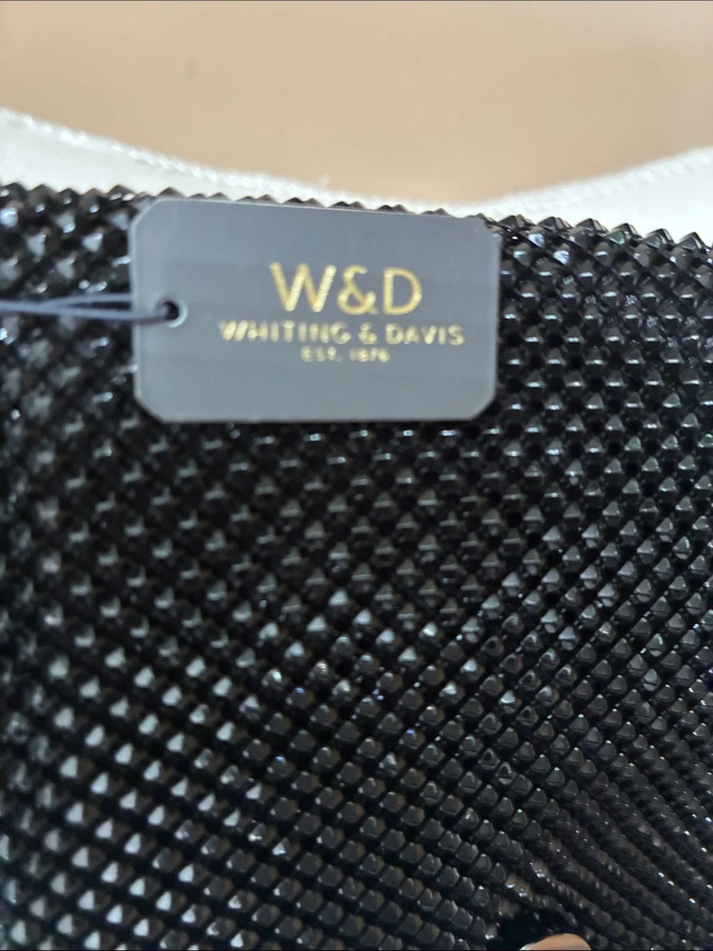 Whiting & Davis Black Mesh Chain Shoulder Clutch